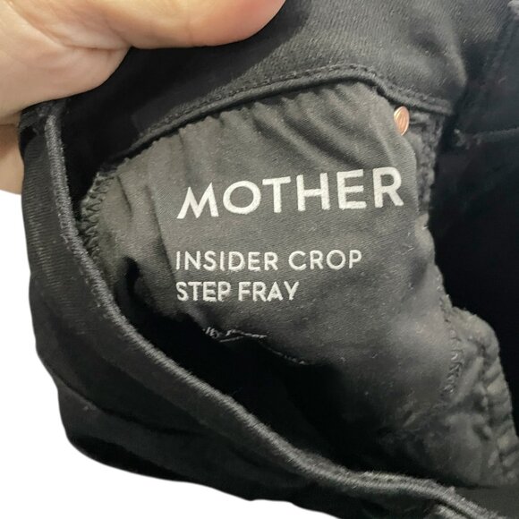 Mother Insider High-Rise Cropped Black Jeans W/ Stripes Size 24 - Picture 7 of 7